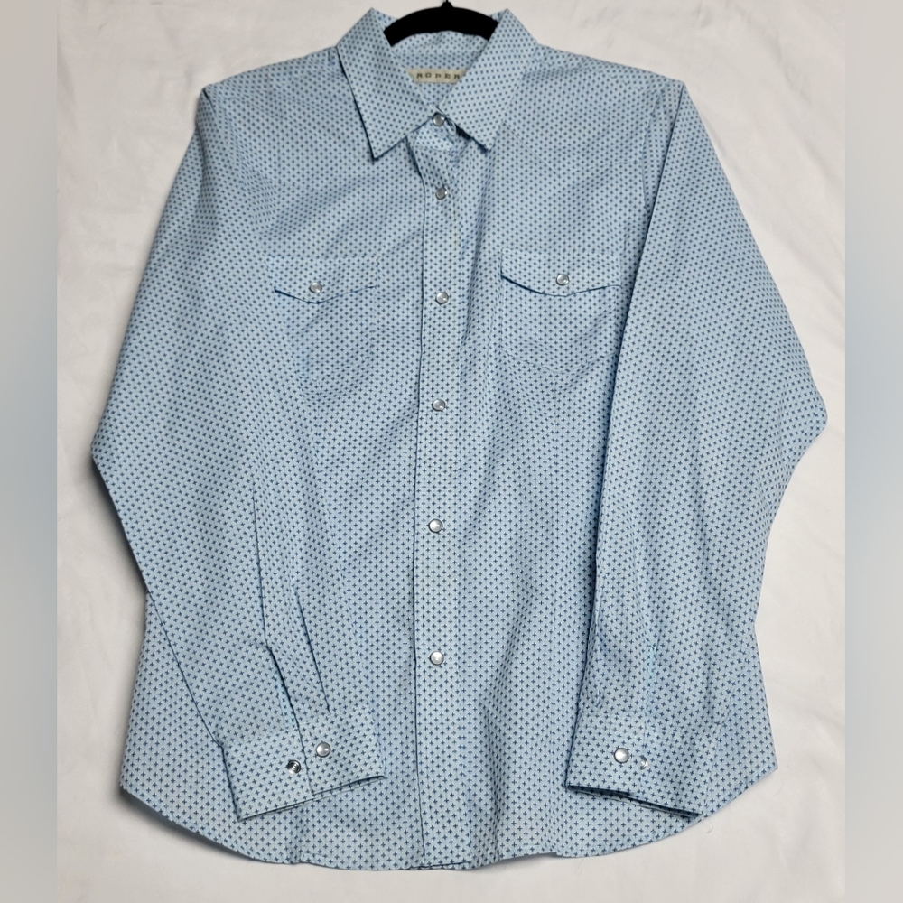 Women's Roper Classic Geo Western Shirt - Blue Size Large